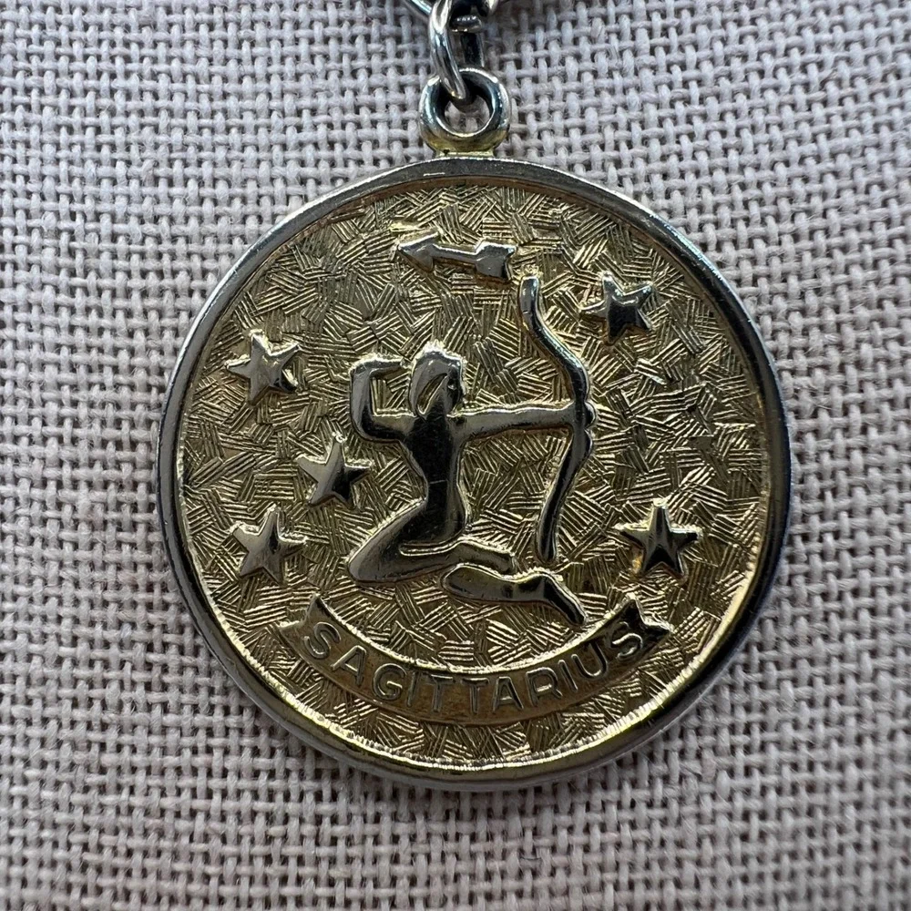 Vintage Sarah Coventry Sagittarius Zodiac Pendant Necklace Mixed Metal 22 Inch